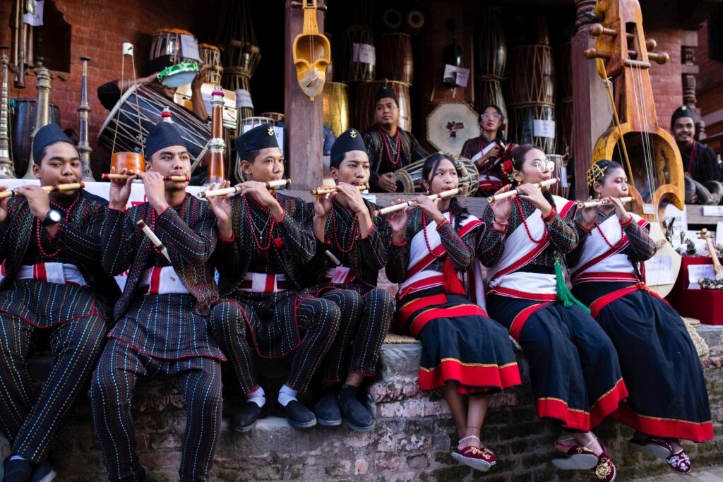 Bhaktapur, Nepal. playing musical instruments - Nepal experiences