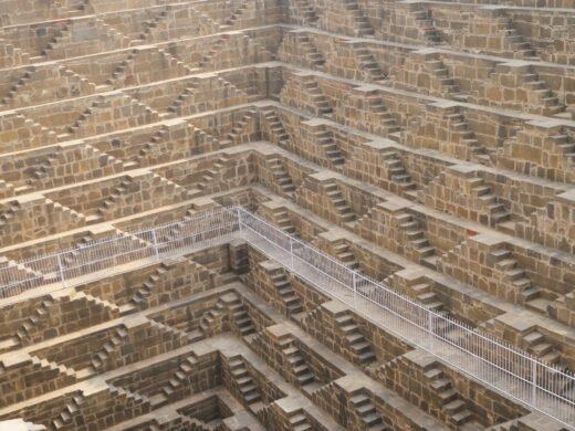 The Chand Baori stepwell in the village of Abhaneri in Rajasthan