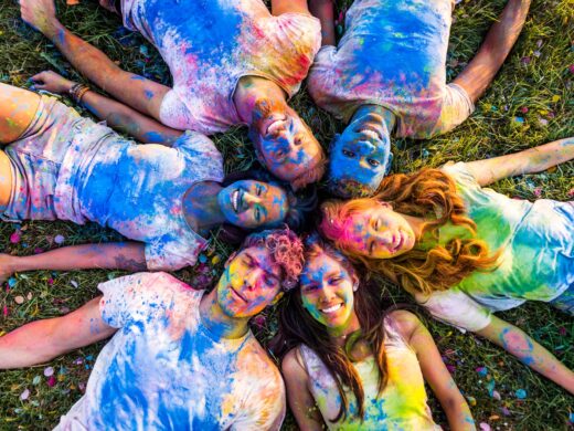 Playing with holi colors in India