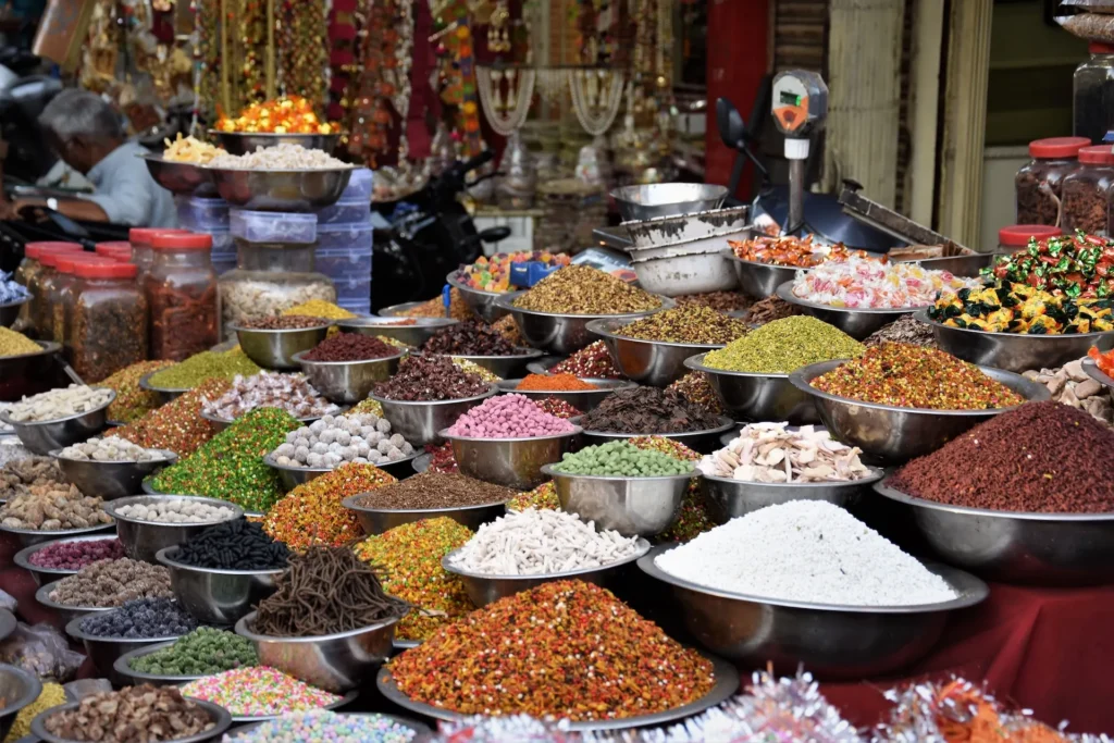 India Tour - vibrant-display-of-various-spices-at-a-local-marke